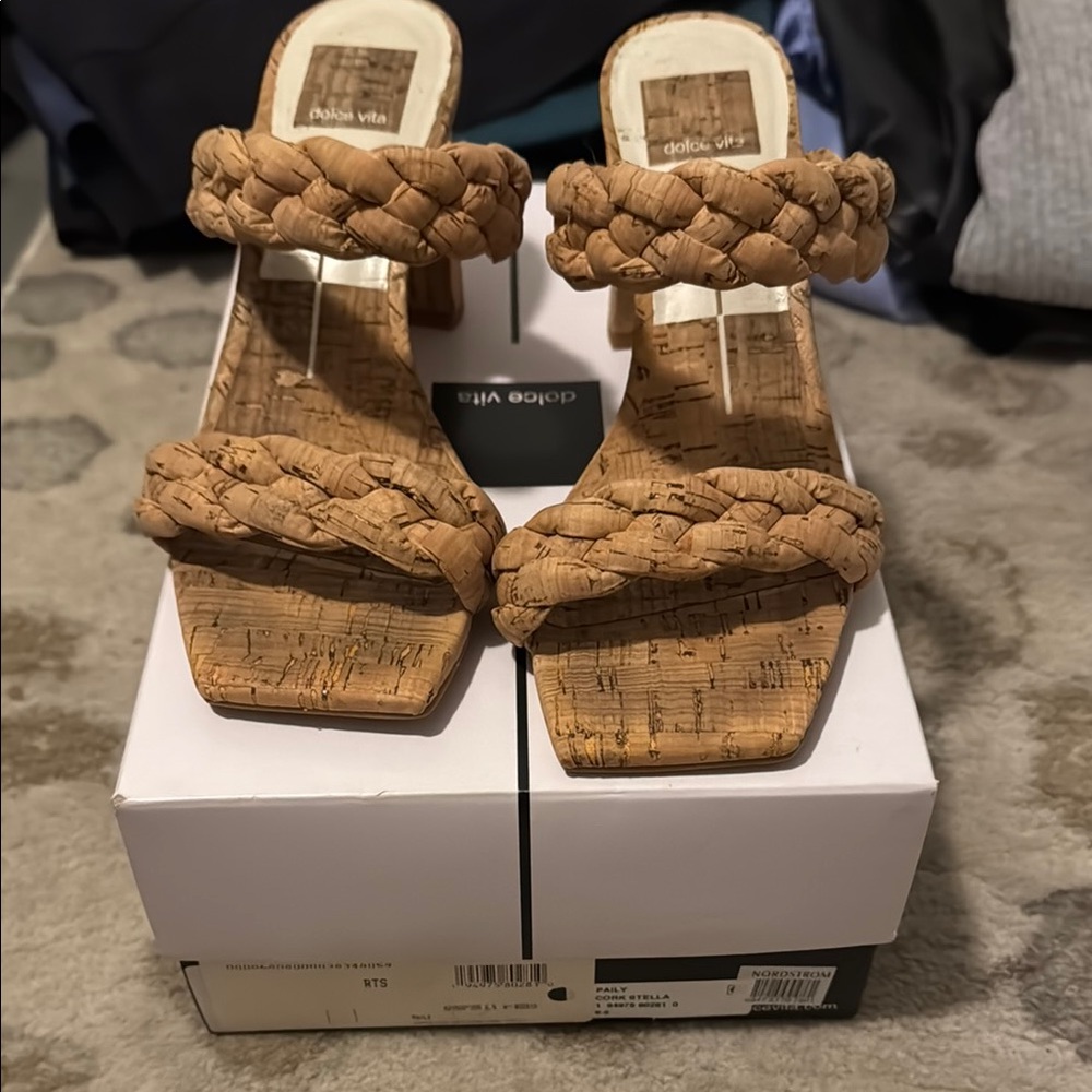 Dolce Vita Tan Braided Heels with Block Heel